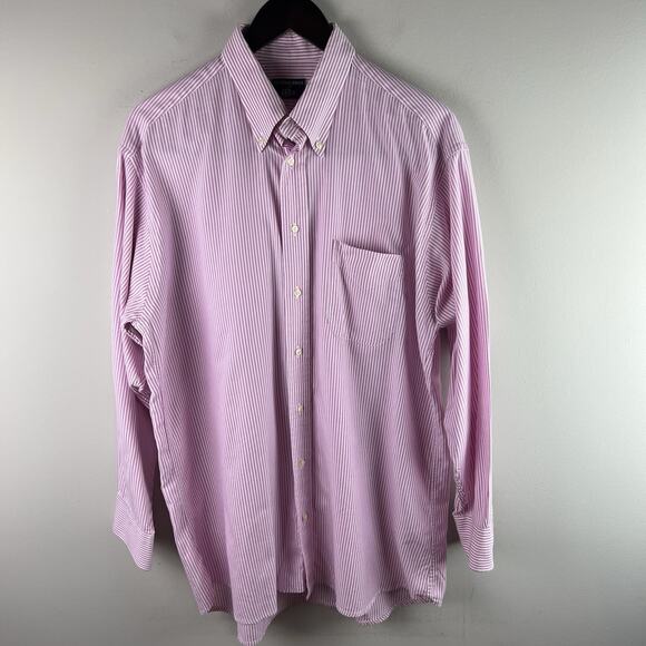 Vintage GITMAN Bros Sz 16 1/2 33 Pink Candy Striped Button Shirt Oxford Collar - Picture 1 of 7